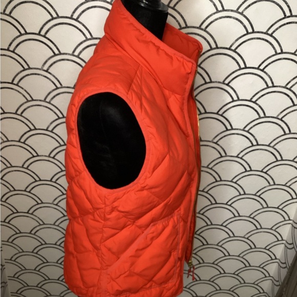 J. Crew Quilted Orange Vest – Size Small | Bold Color Meets Classic Utility - Picture 6 of 10